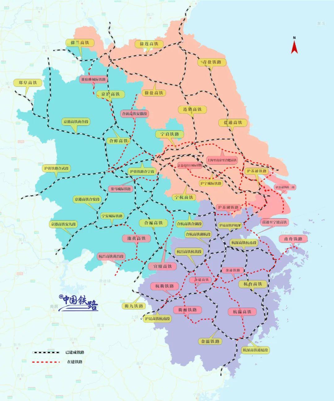 长江三角洲铁路线地图图片
